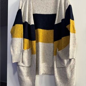 Striped Open Front Cardigan Sweater